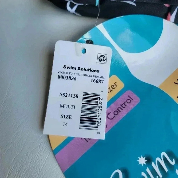 NWT Swim Solutions Mio Waist Minimize Swimsuit  Swim Solutions Black Pink Sz 14 - Picture 8 of 16